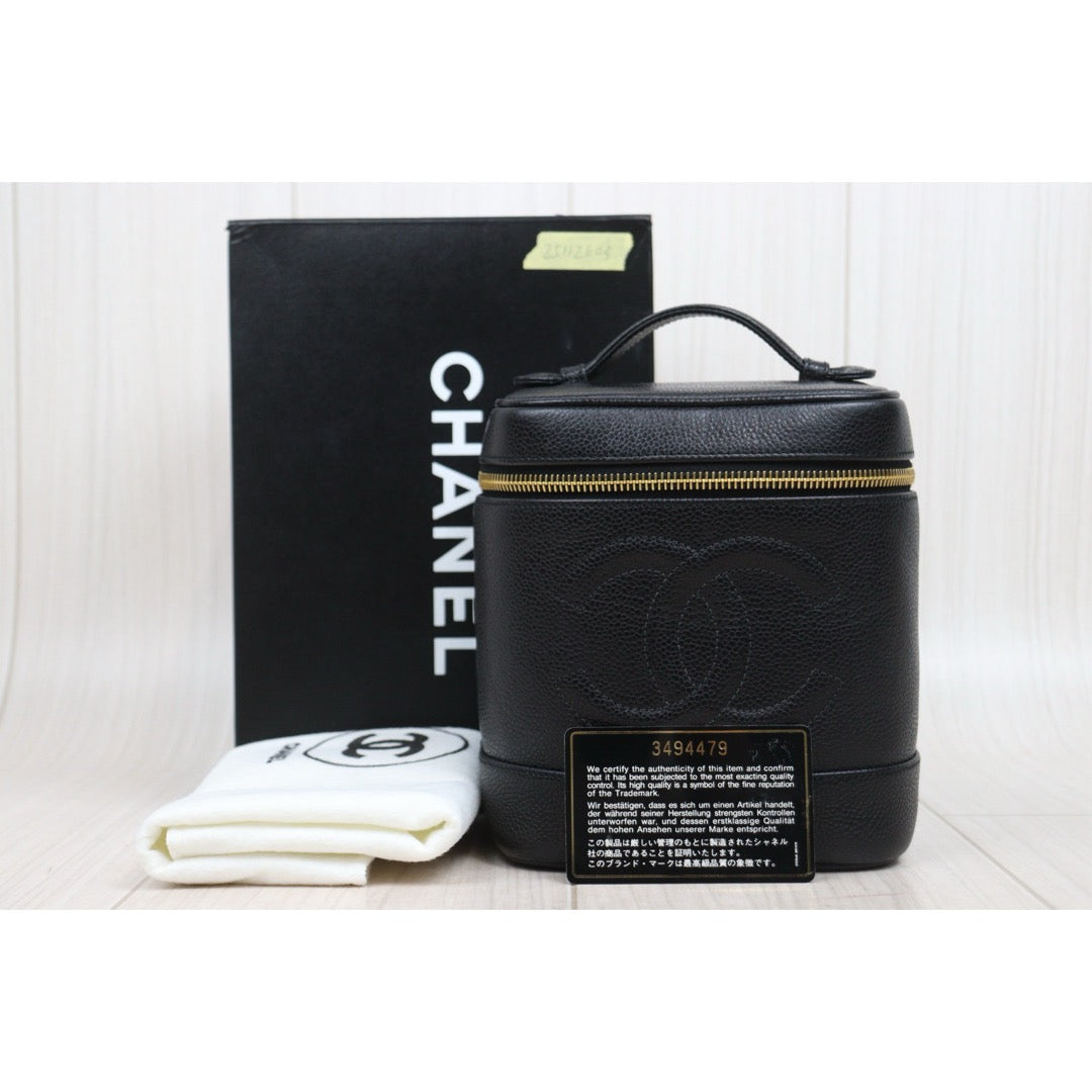 Very Good ( Rank A) ｜Full Set CHANEL Caviar Skin Vanity Handbag  Made In 1994～1996Year ｜25112603