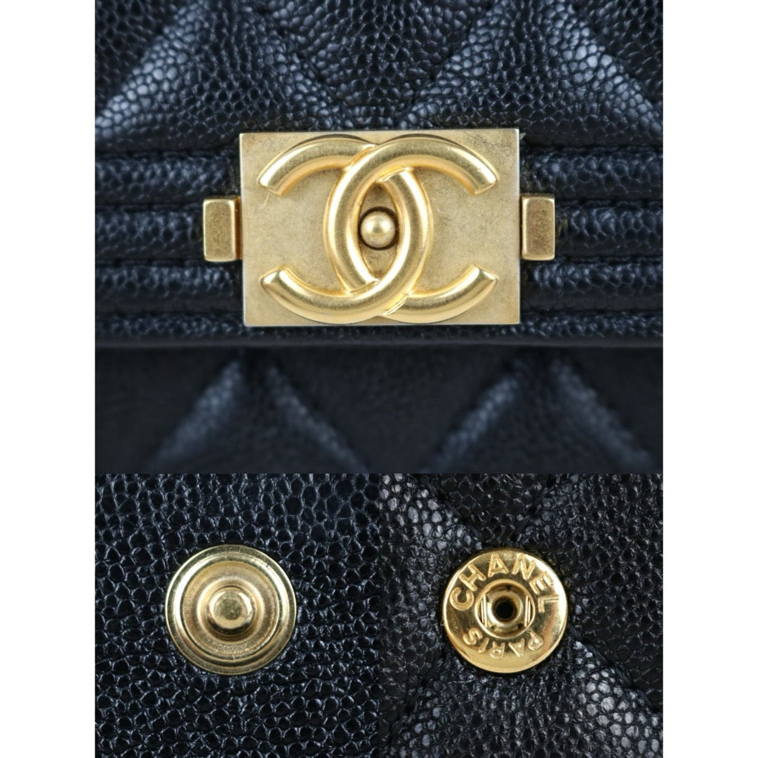 Include Entrupy Certificate of Authenticity｜Excellent（Rank SA）｜Full Set Chanel Caviar Skin Black Leboy Card Holder Made In 2019Year ｜X26051703