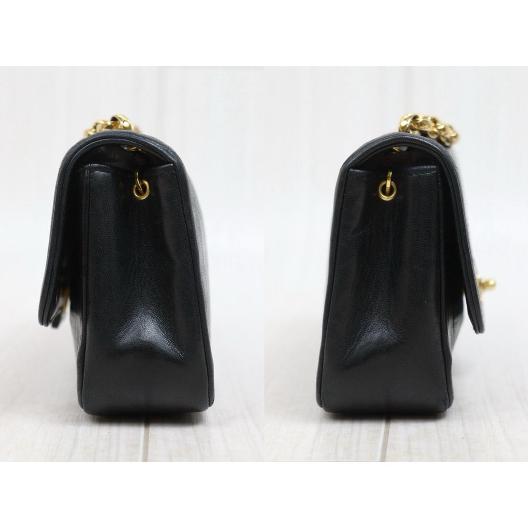 Include Entrupy Certificate of Authenticity｜Good ( Rank AB)｜ CHANEL  Lamb Skin Mini Diana  Chain Shoulder Bag Made in 1989-1991Year｜26051305