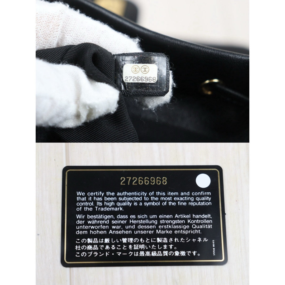 Very Good ( Rank A) ｜ CHANEL Calf Leather Chain Backpack Black Made in 2019 Year｜S25012701