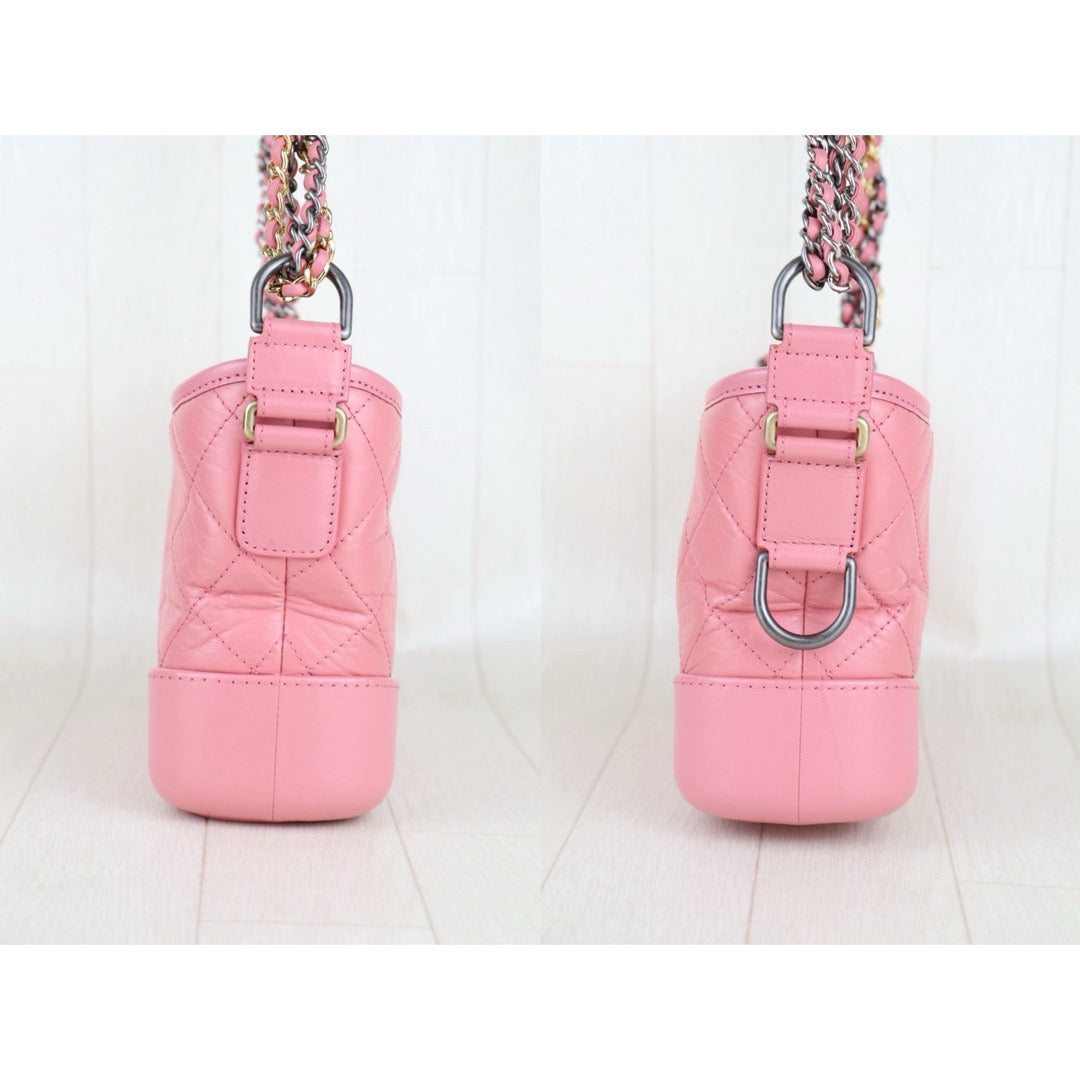 Very Good ( Rank A) ｜Full Set CHANEL PM Gabrielle Calf Leather Handbag Shoulder Bag Pink Made In 2020Year｜S25102805