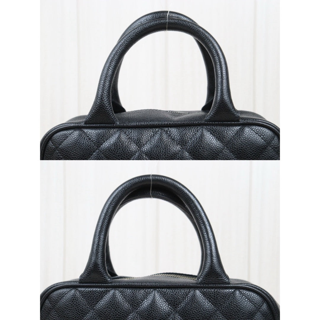 Good ( Rank AB)｜ CHANEL Caviar Skin Calf Leather Bowling Hand Bag Black Made In 2000～2002Year｜25082203