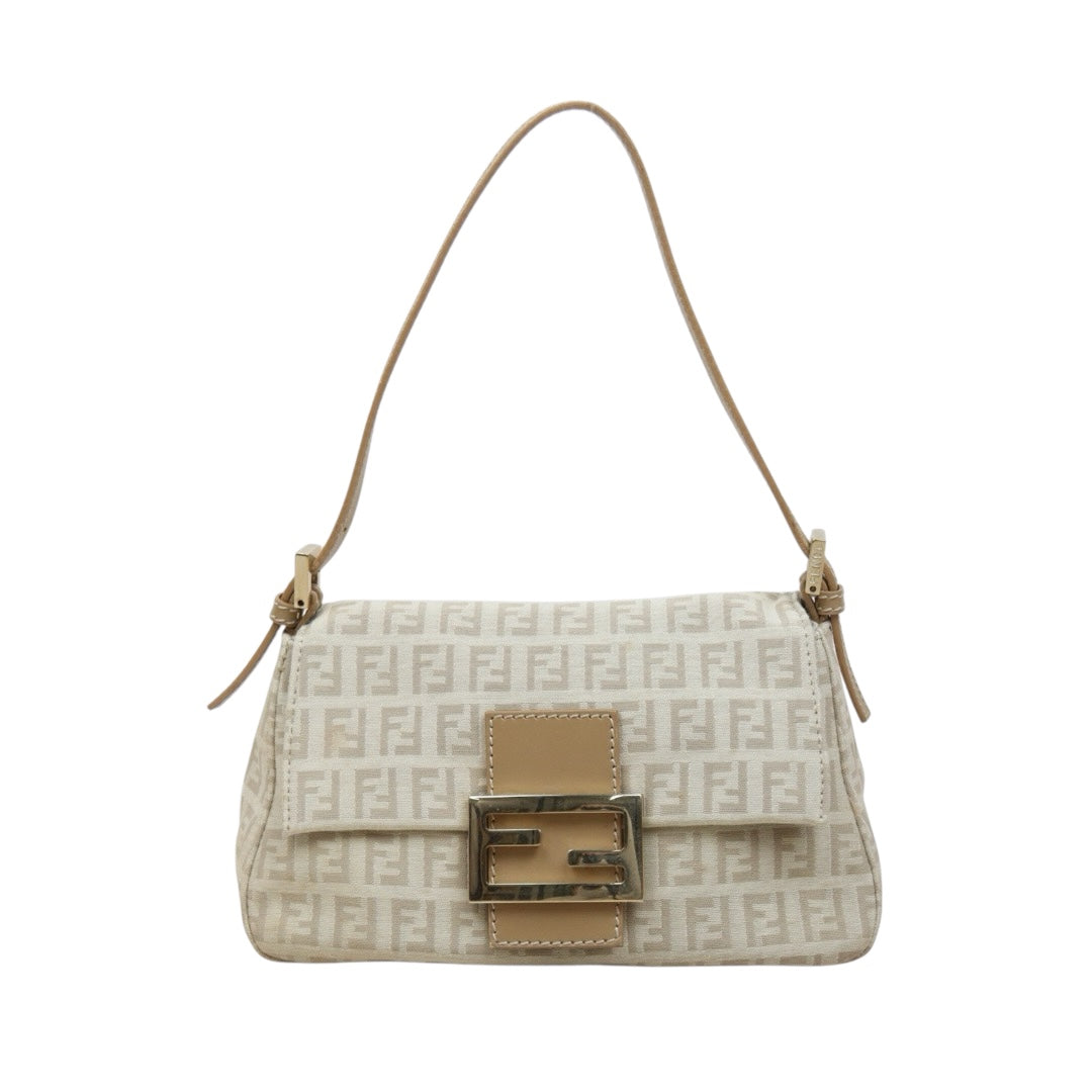 Very Good ( Rank A)｜ FENDI Zucca Mamma Baguette Shoulder Bag  Gold Hardware Beige｜W25121603