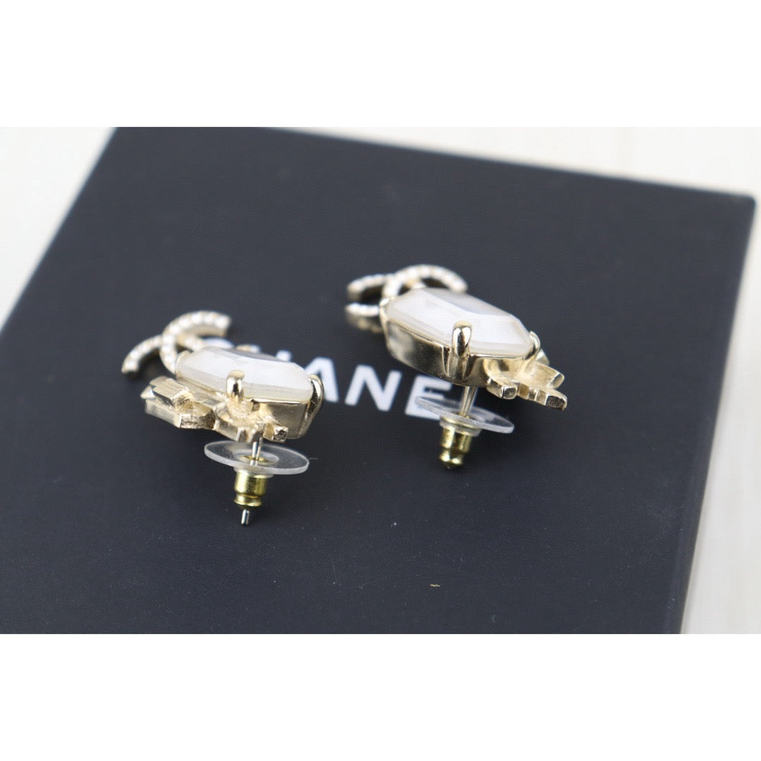 Very Good ( Rank A)｜CHANEL COCO Mark Sugar cube Rhinestone Earrings ｜H25011306