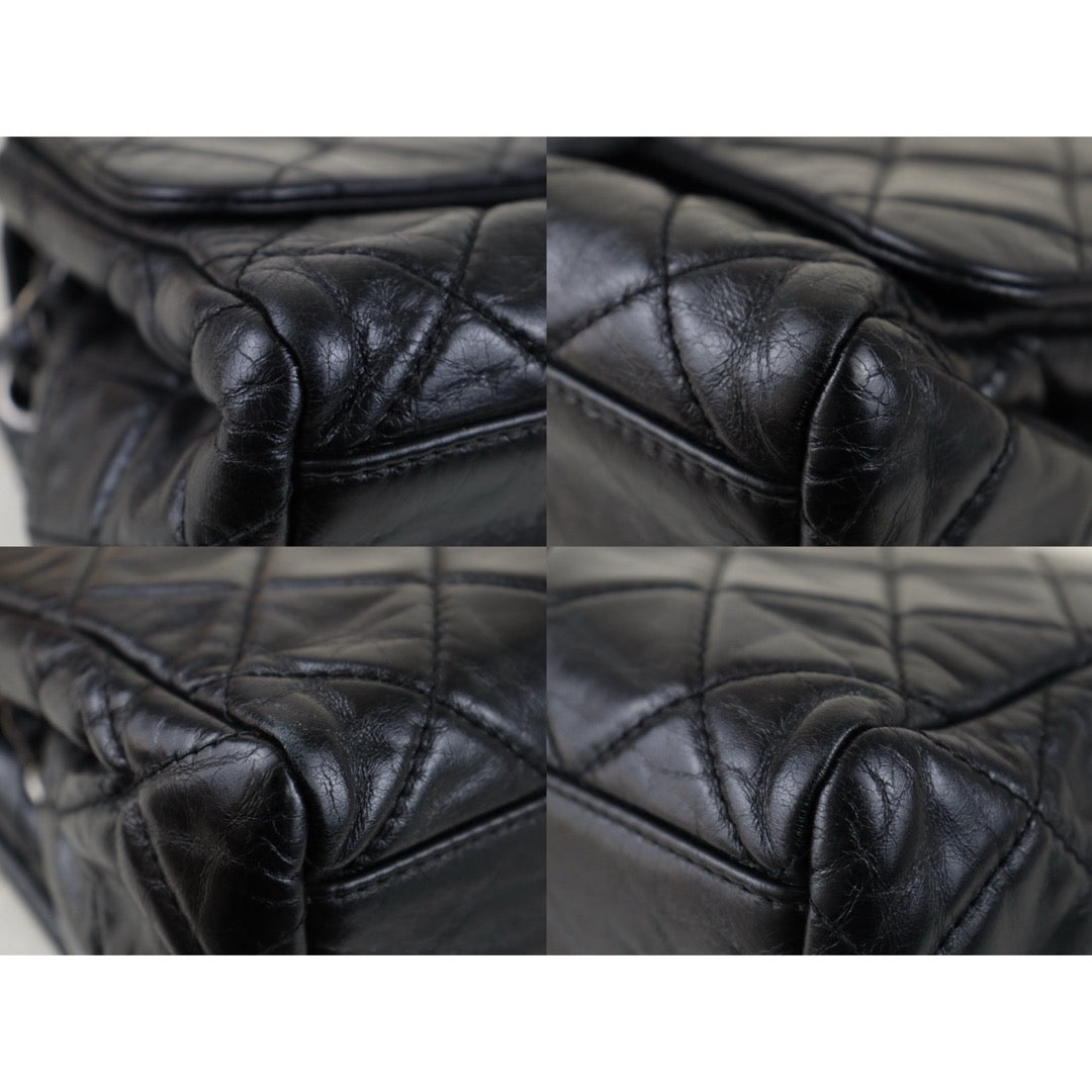 Include Entrupy Certificate of Authenticity｜Very Good ( Rank A)｜ CHANEL  Cire Leather  Chain Single Flap Shoulder Bag Black Made in 2014-2015Year｜S26030815
