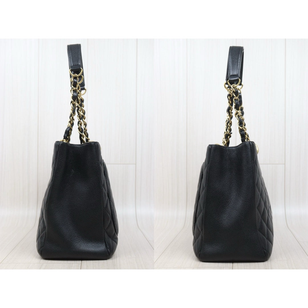 Very Good ( Rank A) ｜ CHANEL Caviar Skin Matrasse Chain GST Tote Bag  Black  Made In 2010-2011Year｜S25110428