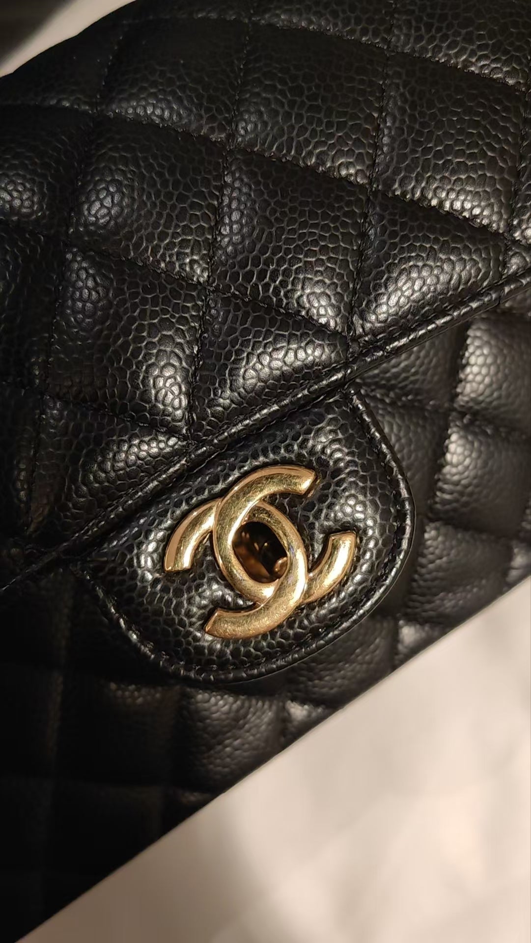 Very Good ( Rank A)｜ CHANEL Caviar Skin Matrasse Double Flap 23 Shoulder Bag Black IC chip