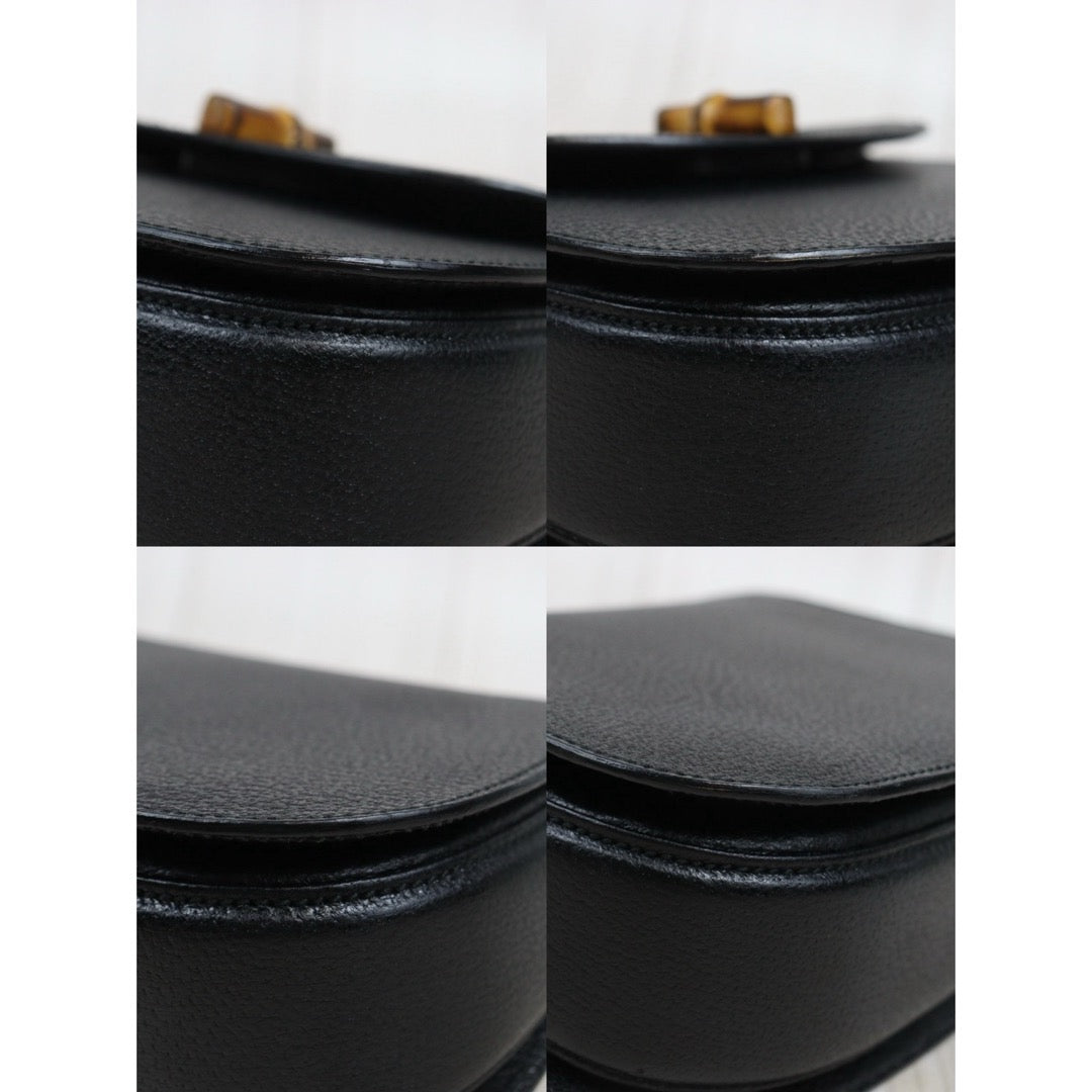 Very Good ( Rank A) ｜  GUCCI Bamboo Calf Leather Black Hand Bag ｜25093001