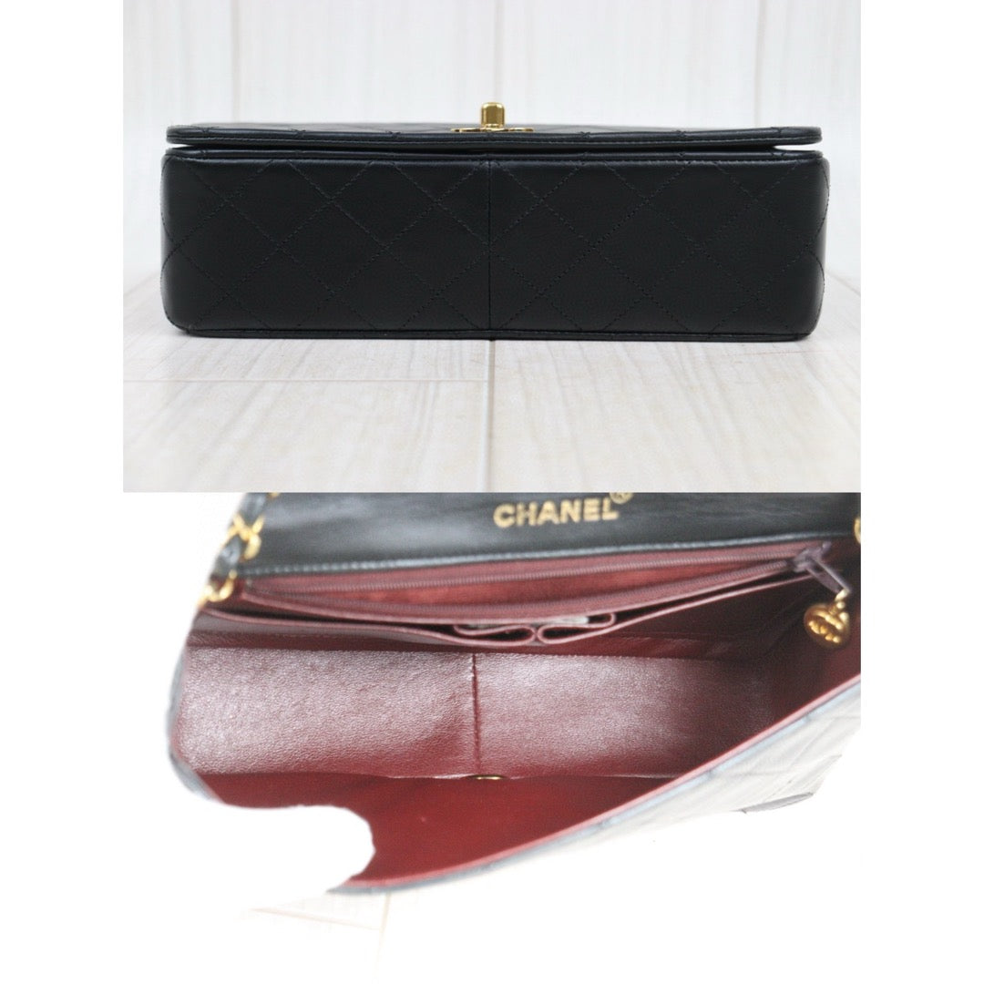 Good ( Rank AB)｜ CHANEL Matrasse Lamb Skin Chain Bag Black Made in 1989-1991 Year｜25020618
