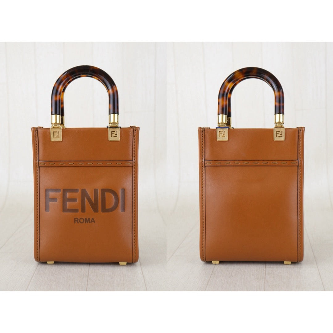 Include Entrupy Certificate of Authenticity｜Good ( Rank AB)｜ FENDI Mini Sunshine Shopper Hand Bag Shoulder Bag Brown｜S26090715