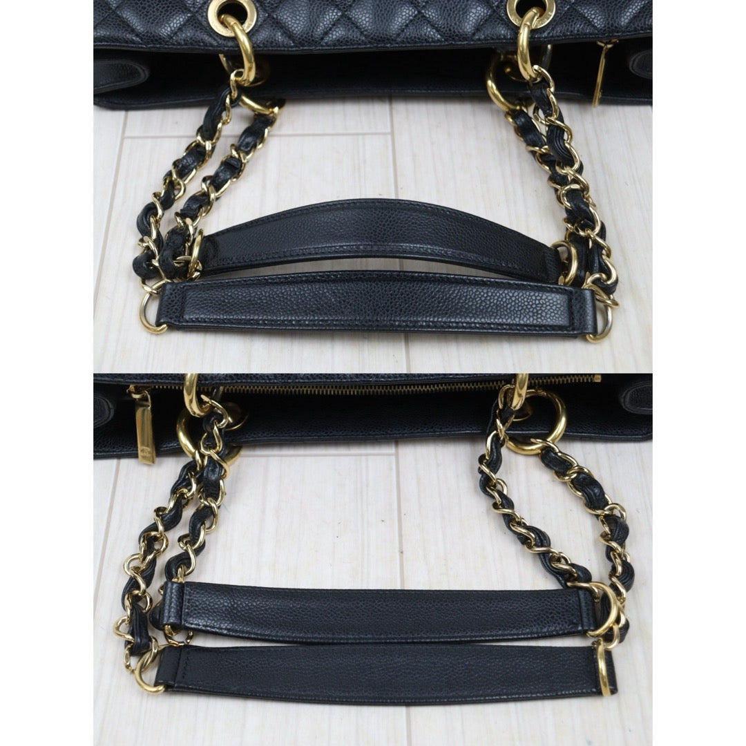 Very Good ( Rank A) ｜ CHANEL Caviar Skin Matrasse Chain GST Tote Bag  Black  Made In 2010-2011Year｜S25110428