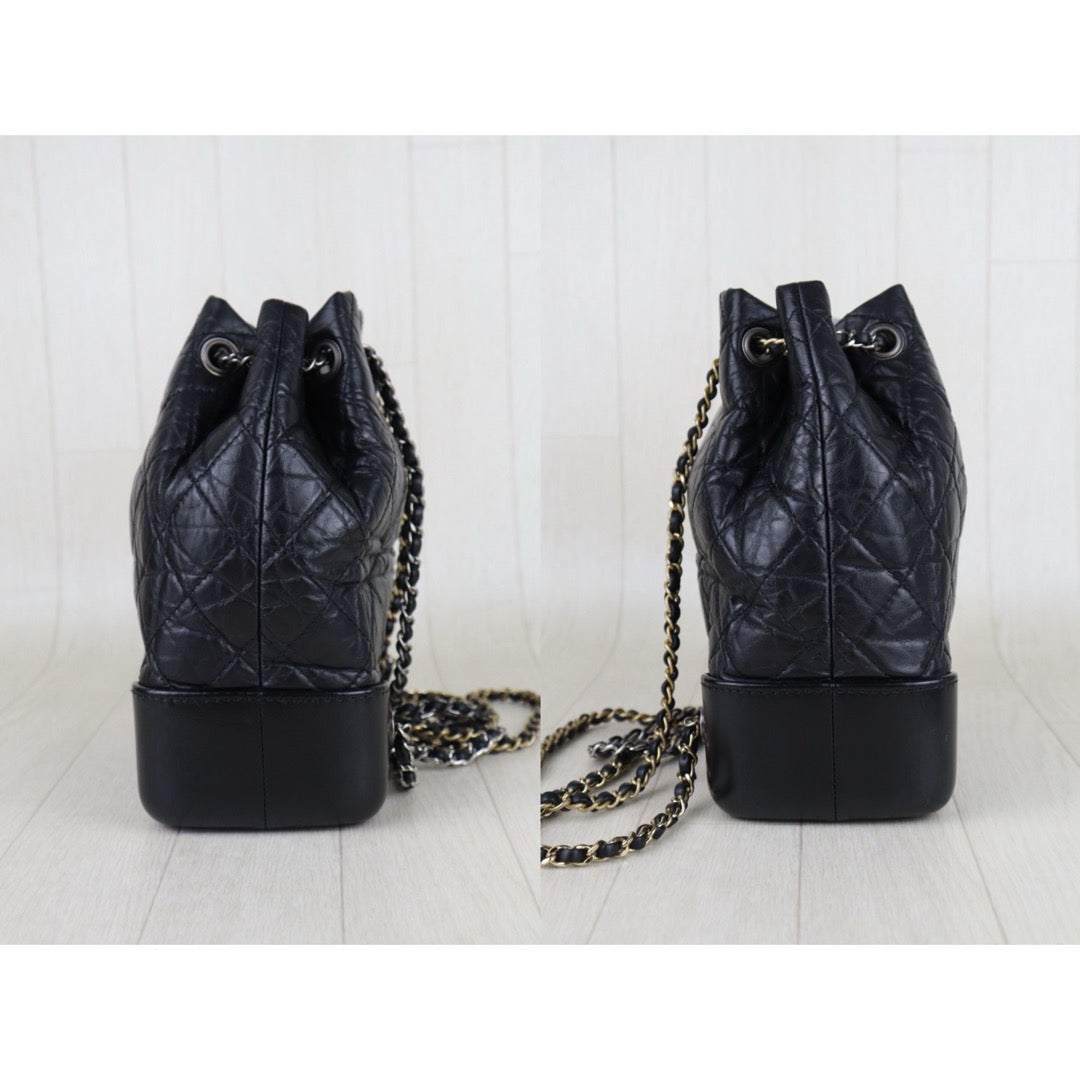 Include Entrupy Certificate of Authenticity｜Good ( Rank AB)｜CHANE Calf Leather Gabrielle Aged Backpack  Black Made in 2019-2020Year｜S26040502