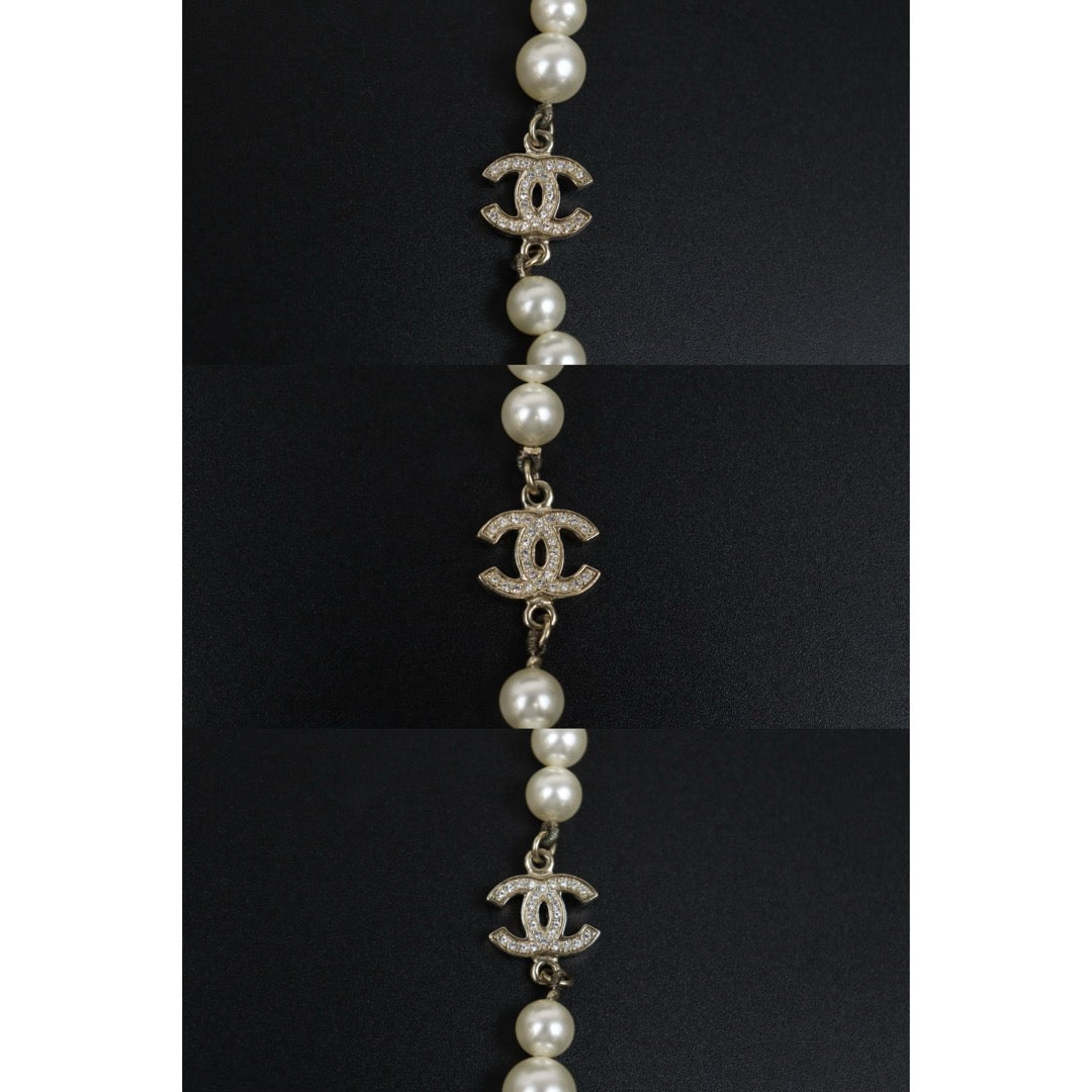 Very Good ( Rank A)｜ CHANEL Coco Mark Pearl Rhinestone  Necklace｜S25110435