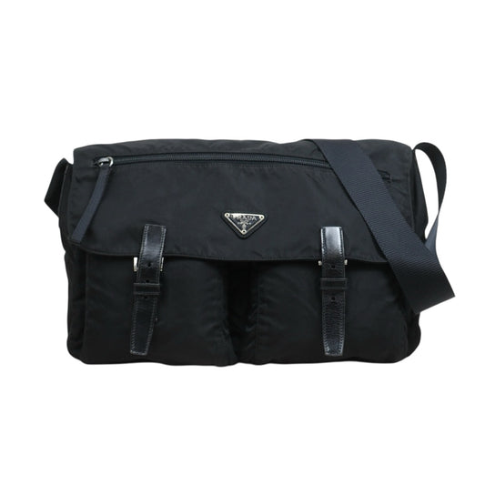 Include Entrupy Certificate of Authenticity｜Good ( Rank AB) ｜Prada  Nylon Black Shoulder Bag  Silver Hardware｜26052702