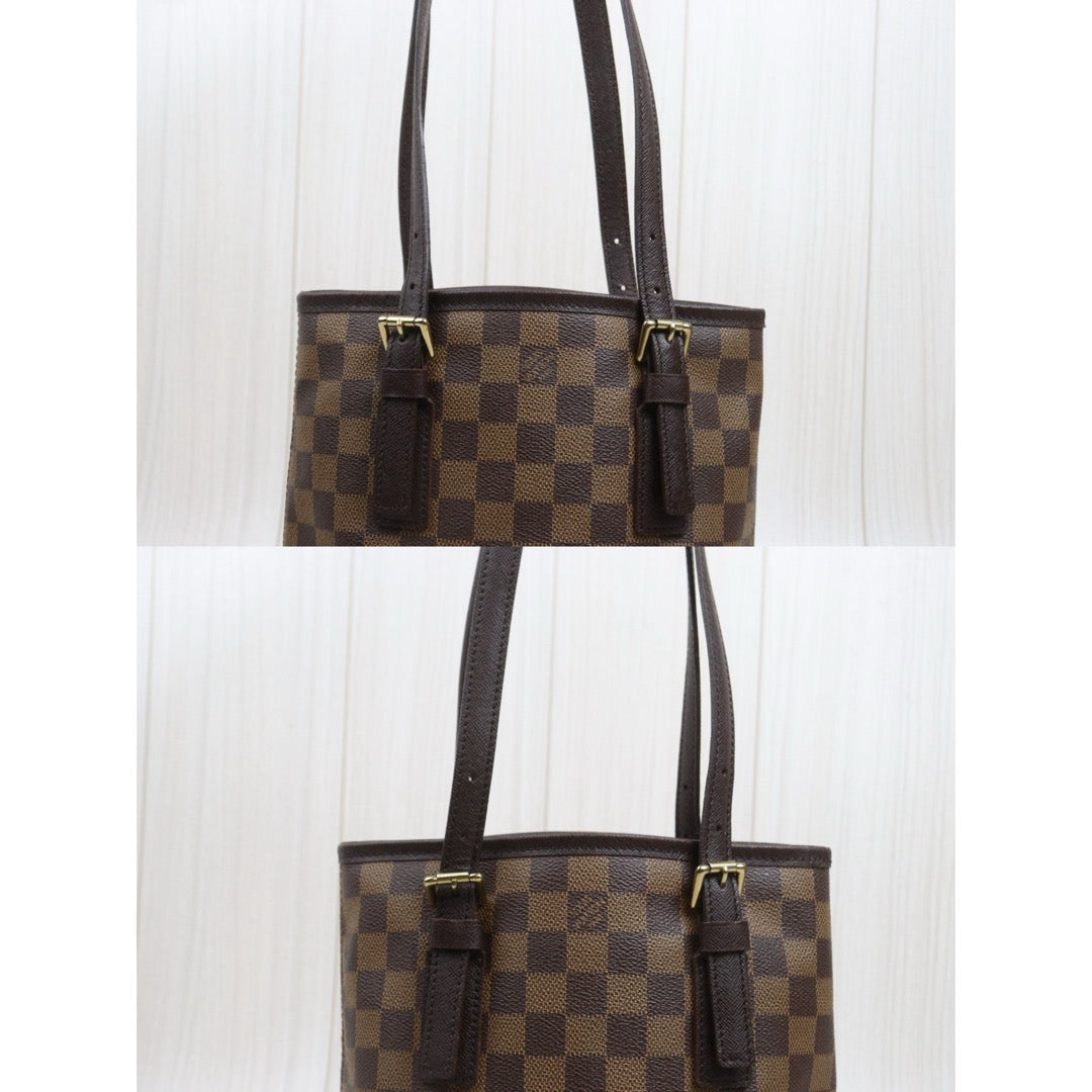 Include Entrupy Certificate of Authenticity｜Good ( Rank AB)｜ Louis Vuitton Damier Ebene Marais Bucket PM Shoulder Strap｜26100105