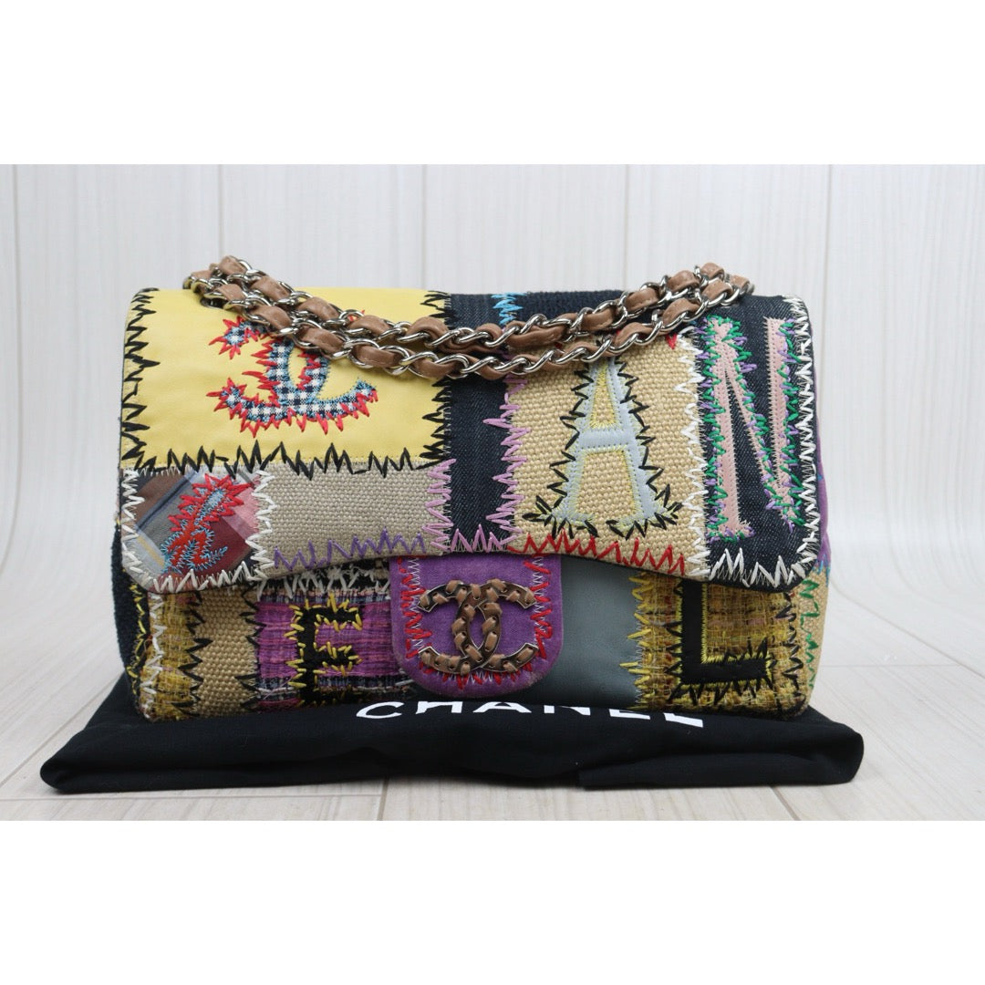 Good ( Rank AB)｜ CHANEL  Colorblock Patch Kit Single Flap Jumbo Shoulder Bag Made in 2008-2009 Year｜W25092201