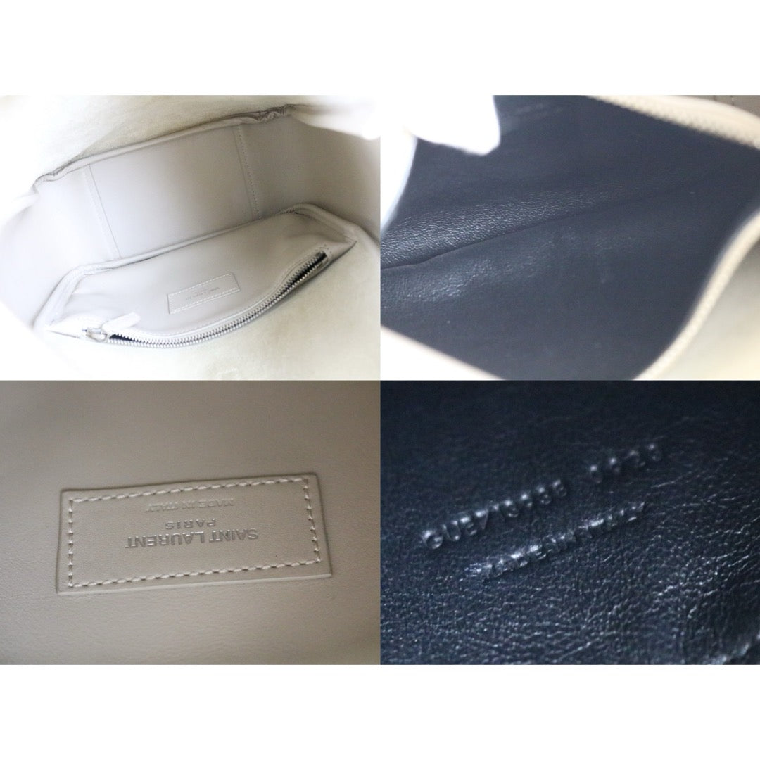 Very Good ( Rank A)｜  Saint Laurent YSL Calf Leather  LE 5A7 Hobo Shoulder Bag PM Sea Salt Color｜S25110317