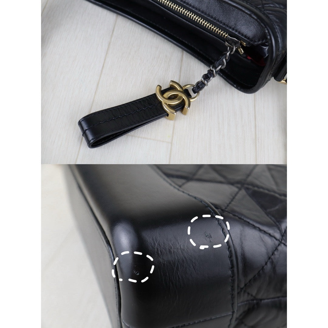 Very Good ( Rank A) ｜CHANEL PM Gabrielle Aged Calfskin Shoulder Bag Black Made in 2019 Year｜H25011322