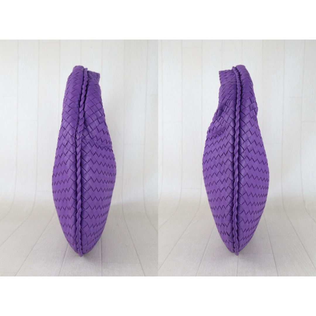 Include Entrupy Certificate of Authenticity｜Very Good ( Rank A)｜ Bottega Veneta Lamb Skin Braid Shoulder Bag  Purple｜S26051801
