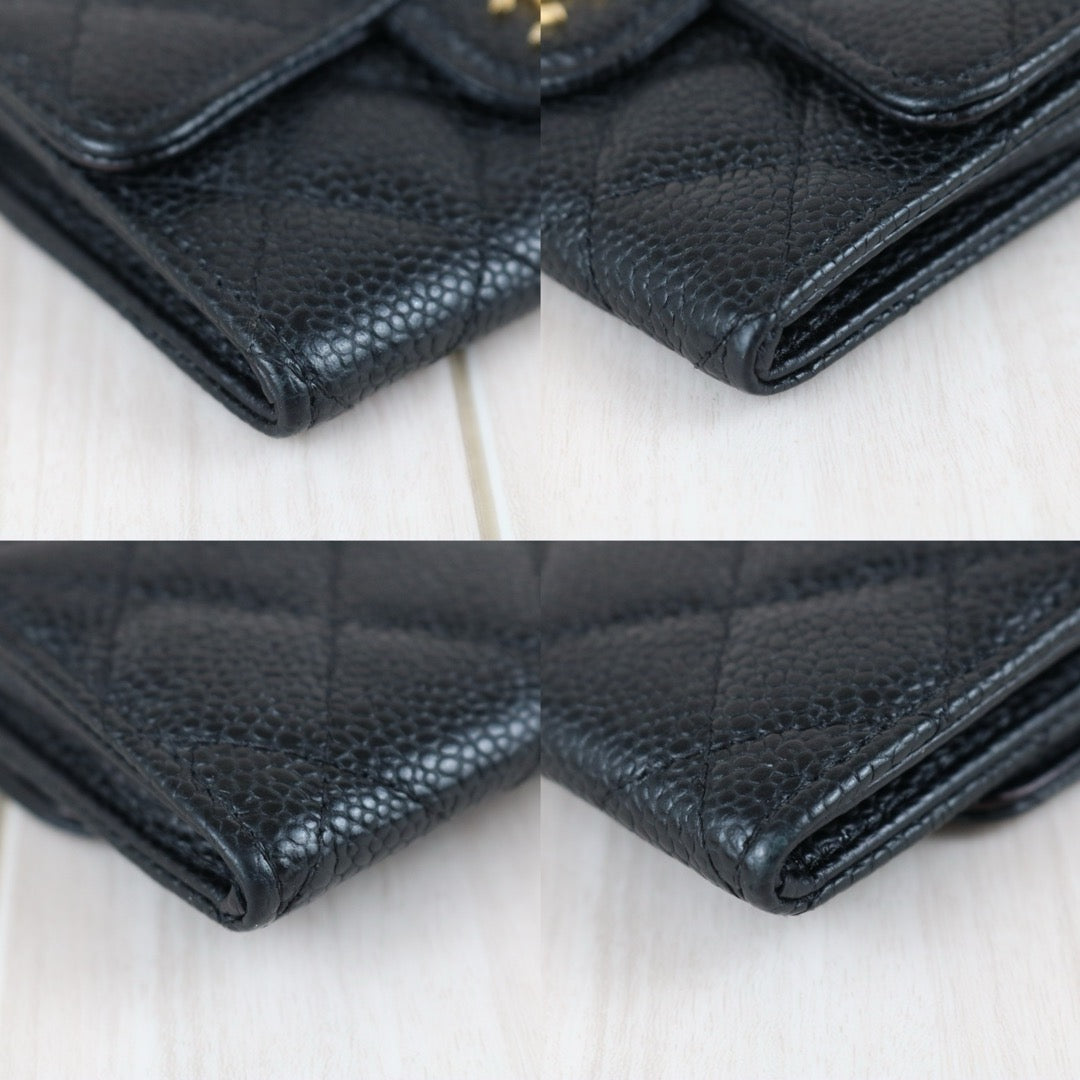 Include Entrupy Certificate of Authenticity｜Very Good ( Rank A)｜CHANEL Caviar Skin Black Card Holder Made In 2019-2020Year｜S26051102