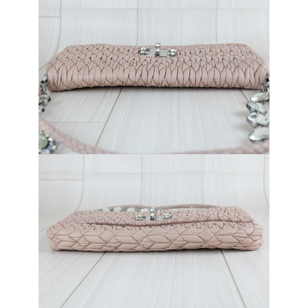 Very Good ( Rank A)｜MiuMiu Lamb Skin Gem Chain Shoulder Bag ｜S24111808