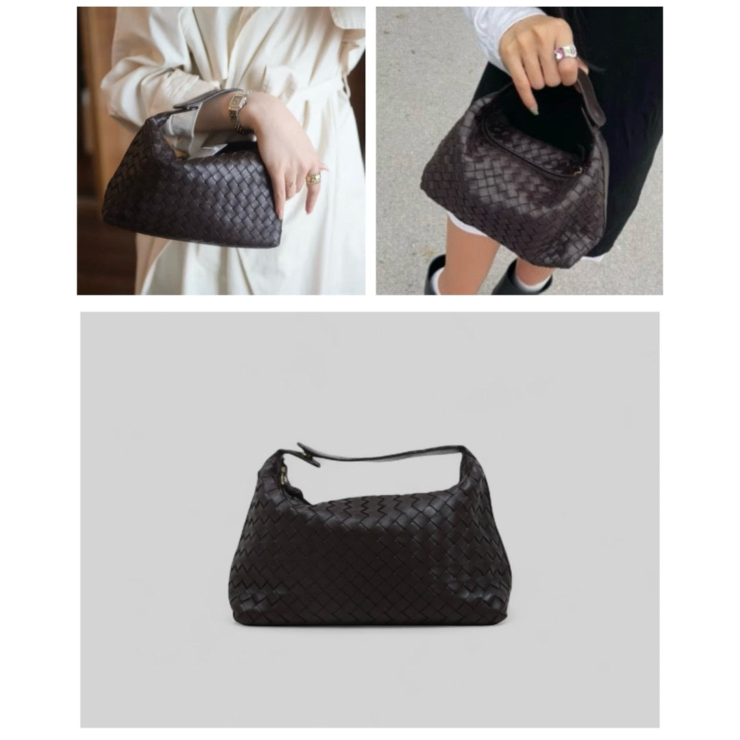 Good ( Rank AB)｜ Bottega Veneta Lamb Skin  Braid HandBag Brown｜25052910