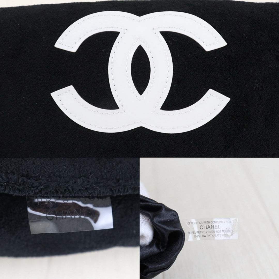 Very Good ( Rank A)｜CHANEL Precision Terry Cloth Flap Shoulder Bag Black VIP Gift｜S26090720