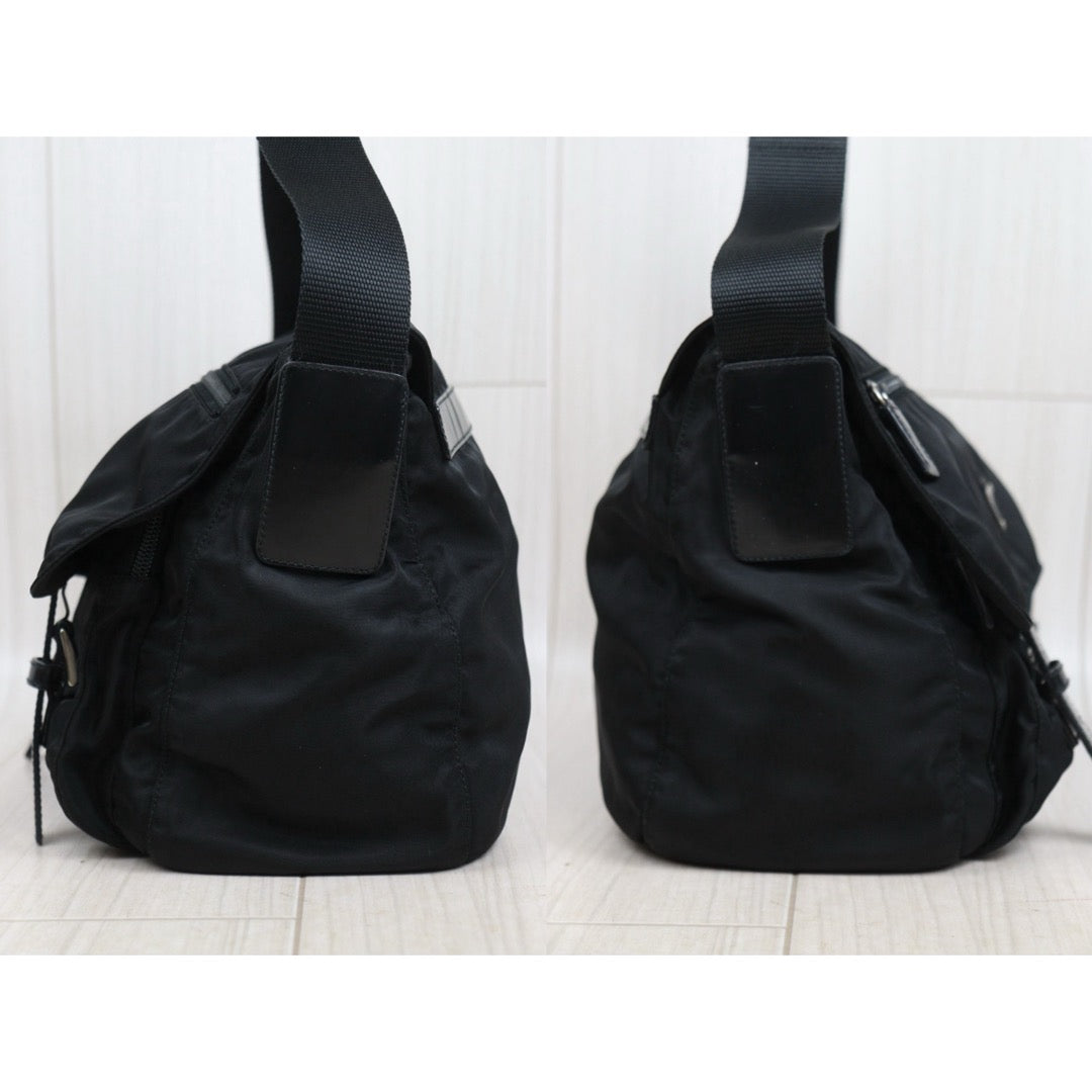 Good ( Rank AB) ｜Prada  Nylon ShoulderBag Black Silver Hardware｜25090209