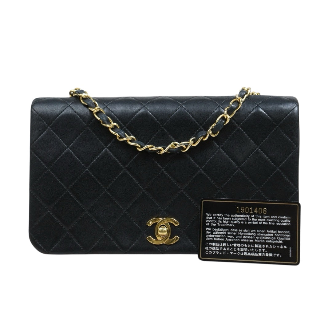 Good ( Rank AB)｜ CHANEL Lamb Skin Matrasse Chain Single Flap Shoulder Bag Black Made in 1989-1991Year｜S26030907