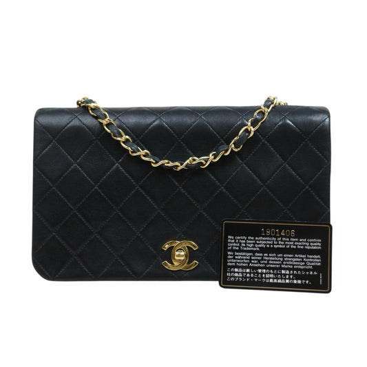 Good ( Rank AB)｜ CHANEL Lamb Skin Matrasse Chain Single Flap Shoulder Bag Black Made in 1989-1991Year｜S26030907