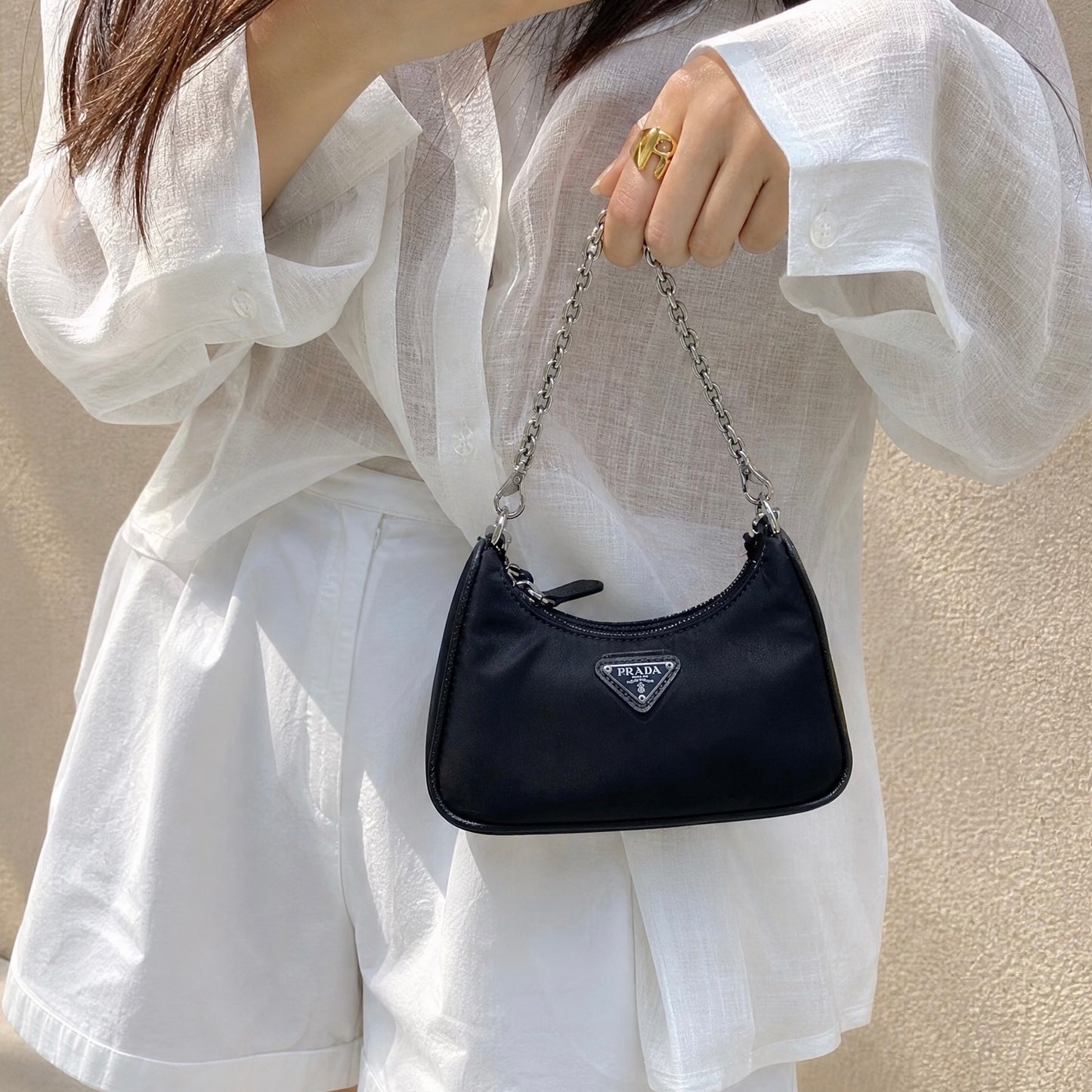 Include Entrupy Certificate of Authenticity｜Very Good ( Rank A)｜ PRADA Re-Edition 2005 Re-Nylon Mini Hobo ｜S26072904