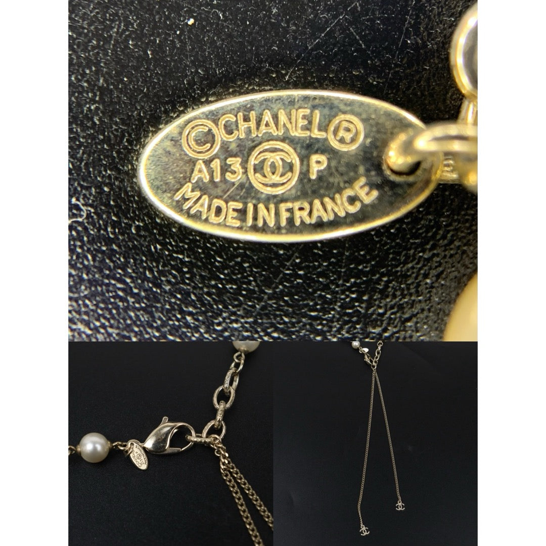 Very Good ( Rank A)｜ CHANEL Coco Mark Camellia Pearl Rhinestone  Necklace｜S25110440