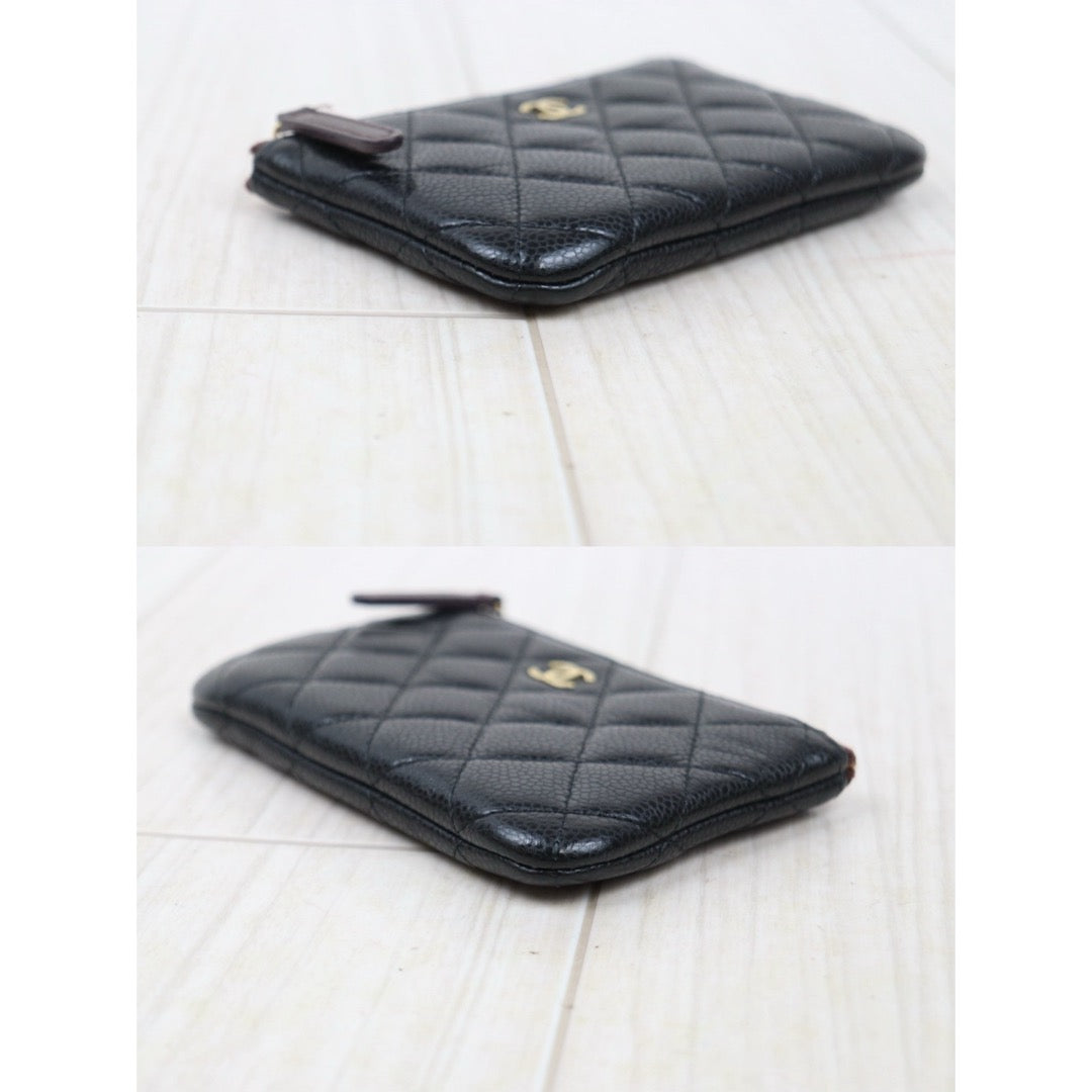 Very Good ( Rank A)｜CHANEL Caviar Skin Calf Leather Card Holder Black Made In 2013-2014Year｜S25110432
