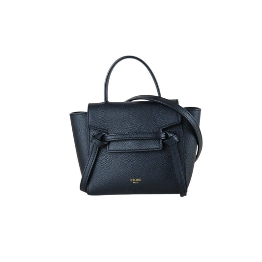 Very Good ( Rank A)｜CELINE Calf Leather Belt Pico Handbag Shoulder Bag Black｜S25070709