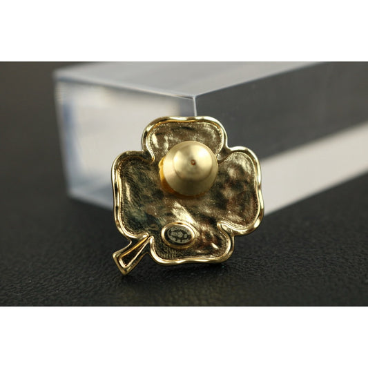 Very Good ( Rank A)｜ CHANEL  Coco Mark B23s Four leaf clover Rhinestone  Brooch ｜F25012309