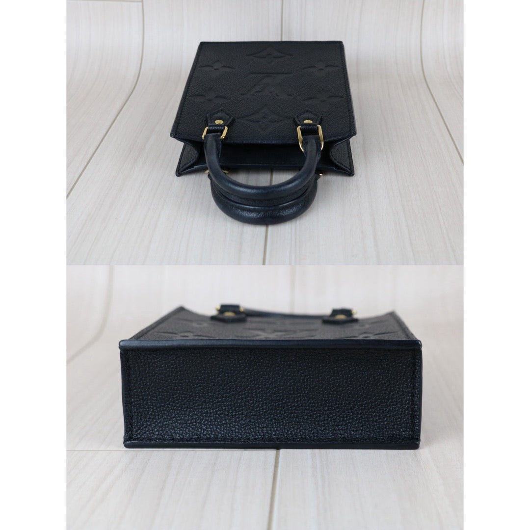 Include Entrupy Certificate of Authenticity｜Very Good ( Rank A)｜Louis Vuitton Monogram Empreinte Petit Sac Plat MINI Tote Bag Shoulder Bag Black IC Chips Model｜S26053006