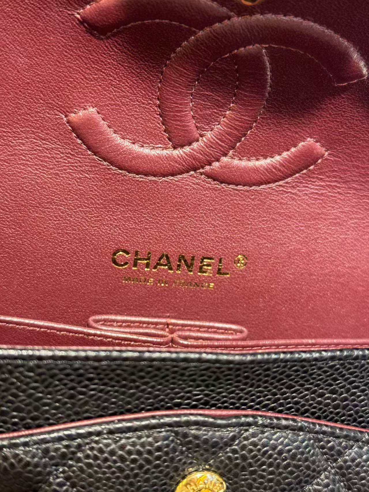 Include Entrupy Certificate of Authenticity｜Very Good ( Rank A)｜CHANEL Caviar Skin Matrasse Chain Double Flap 25 Shoulder Bag Black