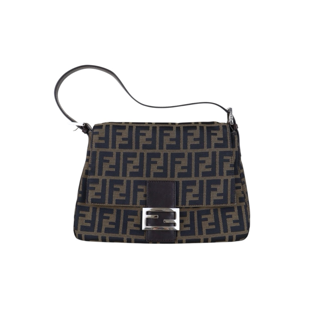 Include Entrupy Certificate of Authenticity｜Very Good ( Rank A)｜ FENDI Zucca Mamma Baguette  Shoulder Bag  ｜S26030820