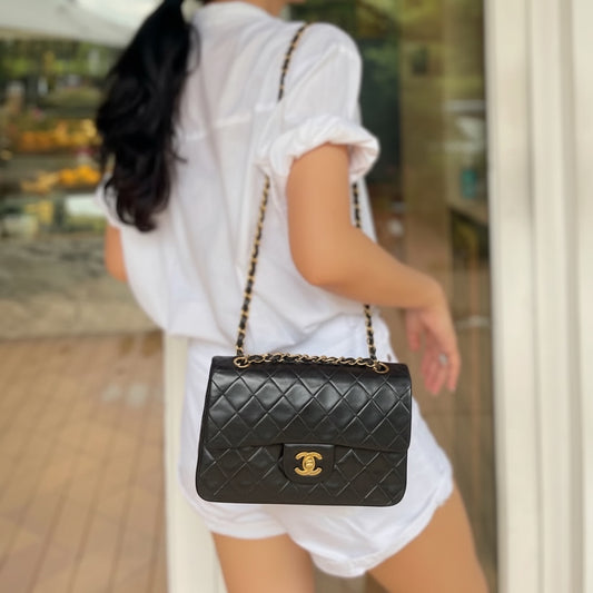 Include Entrupy Certificate of Authenticity｜Very Good ( Rank A)｜Full Set CHANEL Lamb Skin Matrasse Double Flap 23 Shoulder Bag Black Made In 1991-1994Year｜26030201