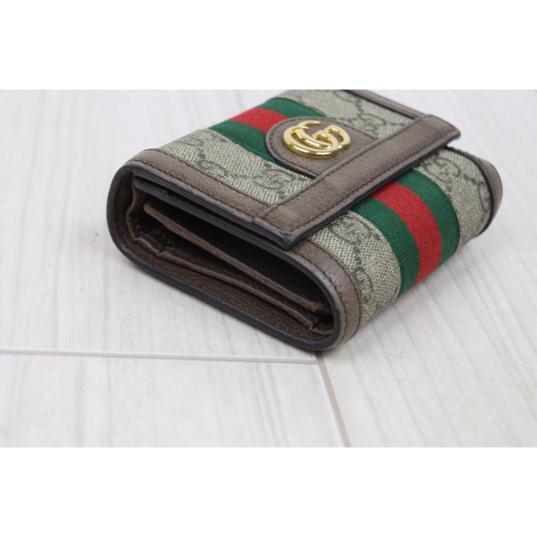 Include Entrupy Certificate of Authenticity｜Fair ( Rank B)｜GUCCI Ophidia GG Campus Brown  Wallet｜26010902