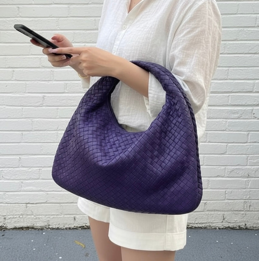 Include Entrupy Certificate of Authenticity｜Very Good ( Rank A)｜ Bottega Veneta Lamb Skin Braid Shoulder Bag  Purple｜S26051801
