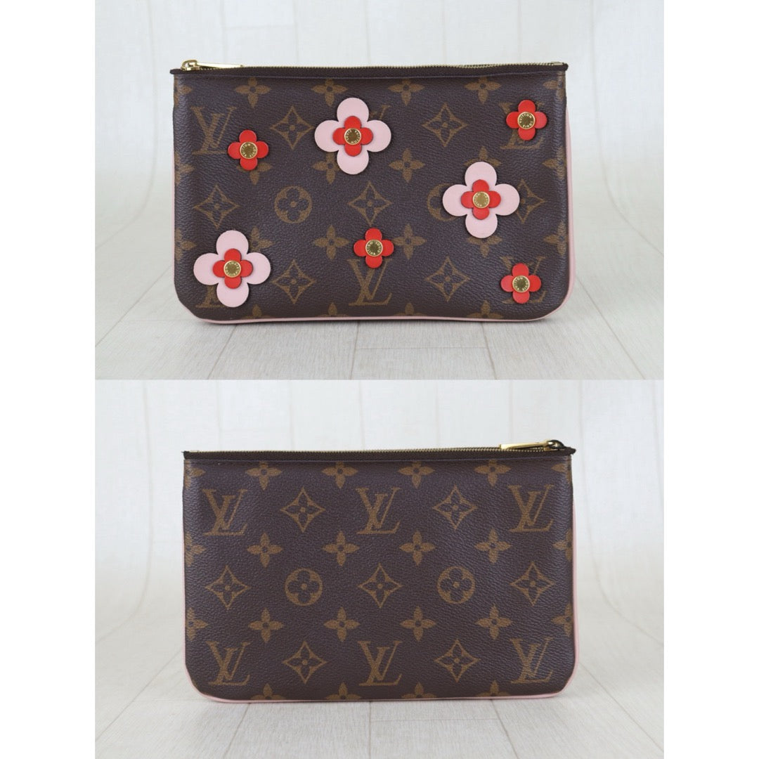 Include Entrupy Certificate of Authenticity｜Very Good ( Rank A)｜ Louis Vuitton Double Zip Pochette Limited Edition Blooming Flowers Monogram｜S26090714