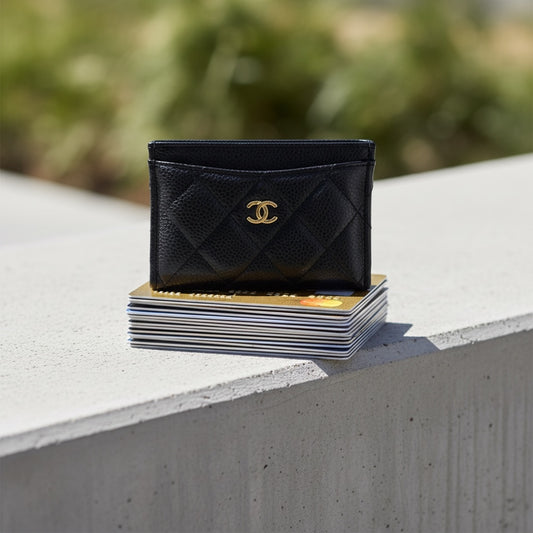 Include Entrupy Certificate of Authenticity｜Good ( Rank AB)｜CHANEL Caviar Skin Black Card Holder Made In 2021-2022Year｜S26052512