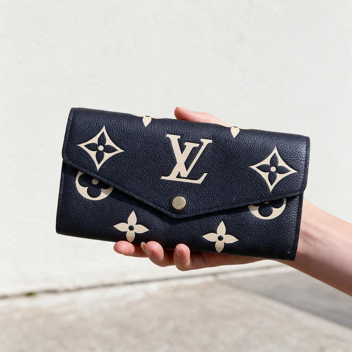 Official price: ¥147,400 JPY ｜ Include Entrupy Certificate of Authenticity｜Very Good ( Rank A)｜ Louis Vuitton Monogram Empreinte Long Wallet Black and Turtledove｜Z26100208