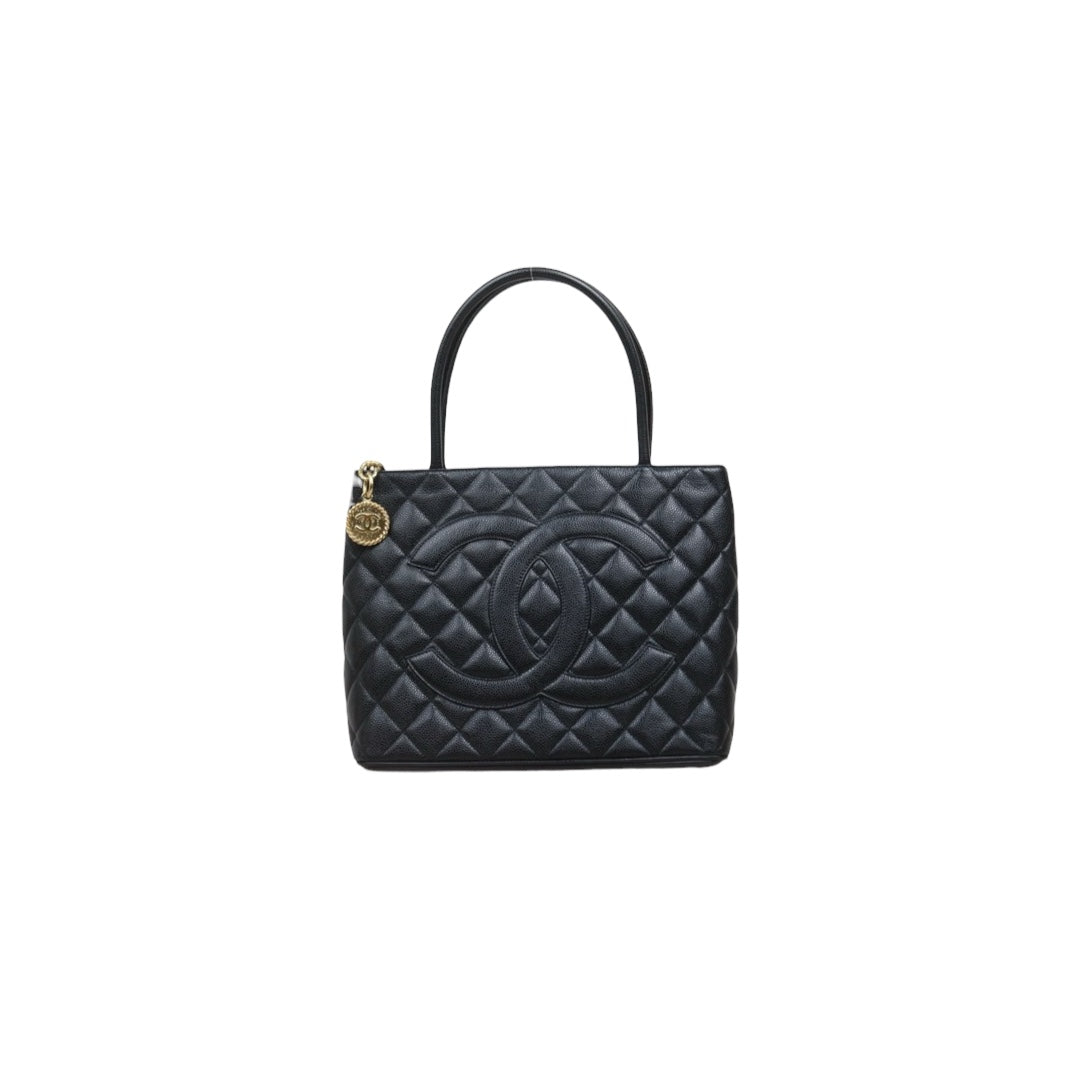 Very Good ( Rank A)｜ CHANEL Caviar Skin Calf Leather Tote Bag Black Made In 2002～2003Year｜25121005