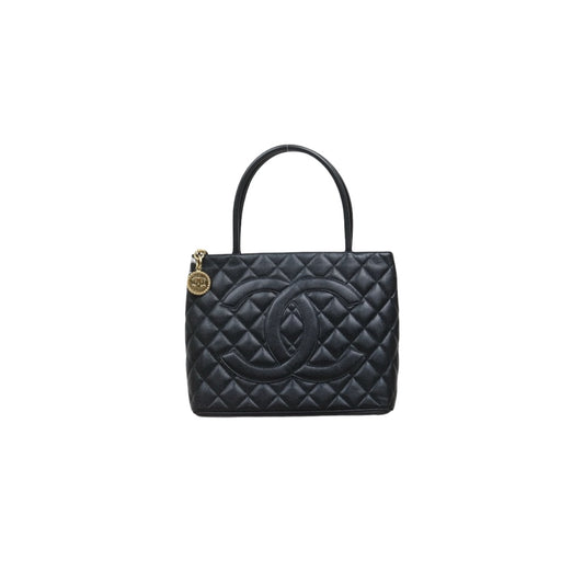 Very Good ( Rank A)｜ CHANEL Caviar Skin Calf Leather Tote Bag Black Made In 2002～2003Year｜25121005