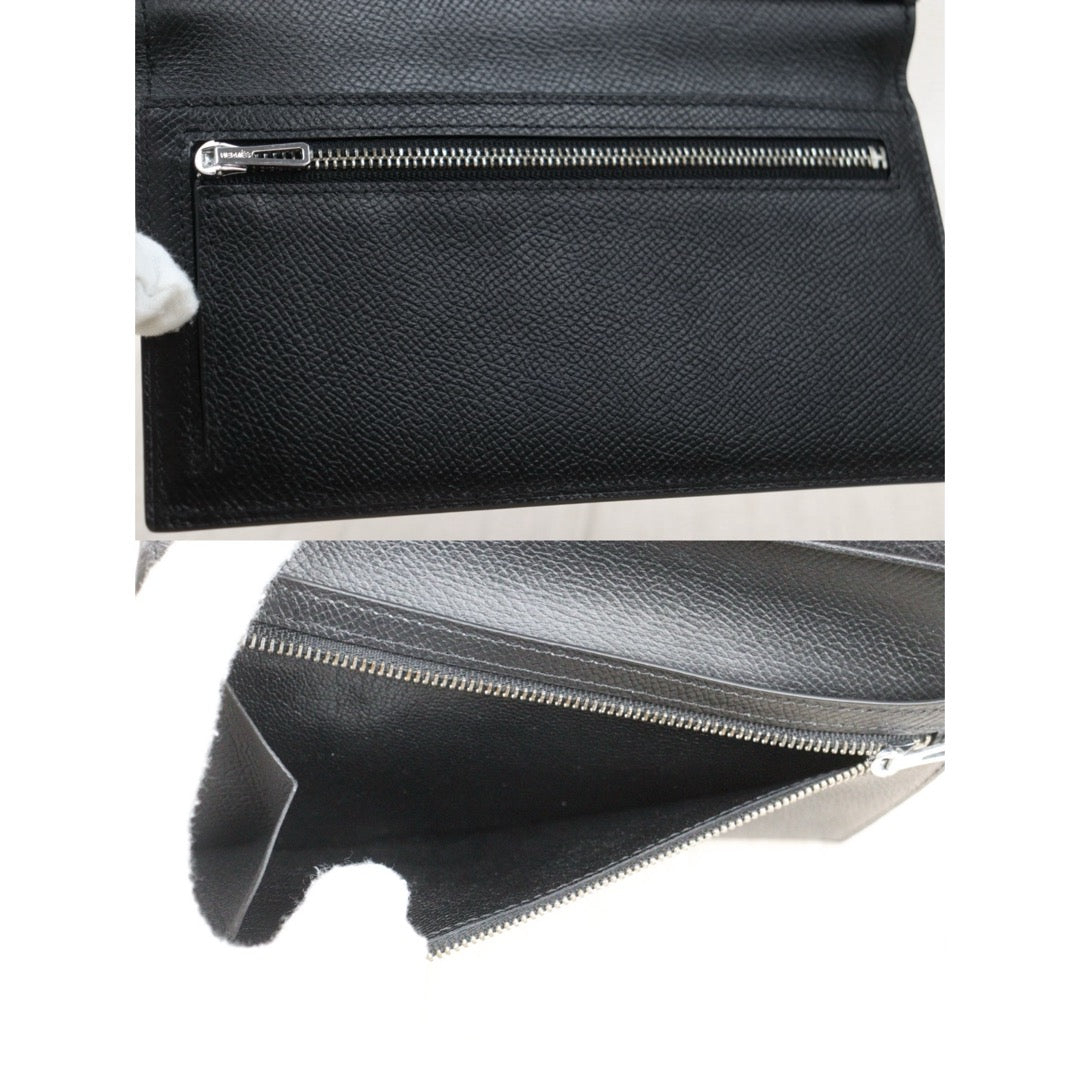 Good ( Rank AB)｜ HERMES  Epsom Leather Long Bearn Wallet Black □P Stamp Made In 2012Year｜S25110419