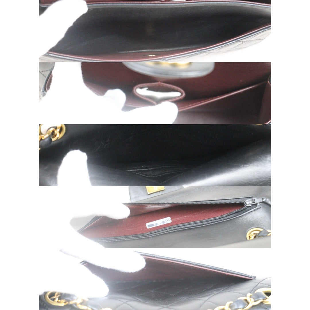 Very Good ( Rank A)｜ CHANEL Lamb Skin Matrasse Double Flap 23 Shoulder Bag  Black Made In 1997-1999Year｜S25072901