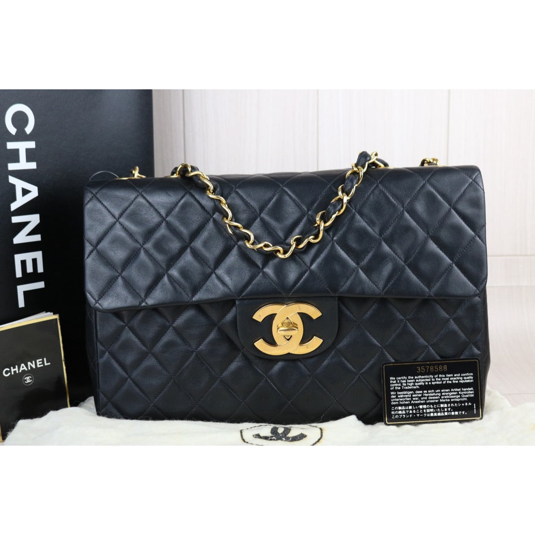 Include Entrupy Certificate of Authenticity｜Very Good ( Rank A)｜CHANEL  Matrasse Chain  Lambskin Single Flap Black Shoulder Bag Made In 1994～1996Year｜S26090749
