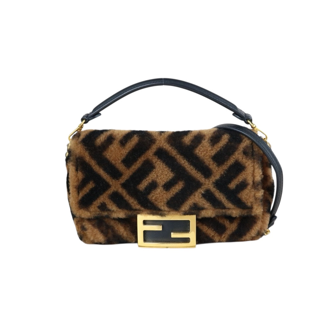 Very Good ( Rank A)｜ FENDI Zucca Mamma Baguette Sheep Skin Brown Shoulder Bag PM｜S25111302